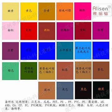 Alisen 热销染花专用染料色卡图